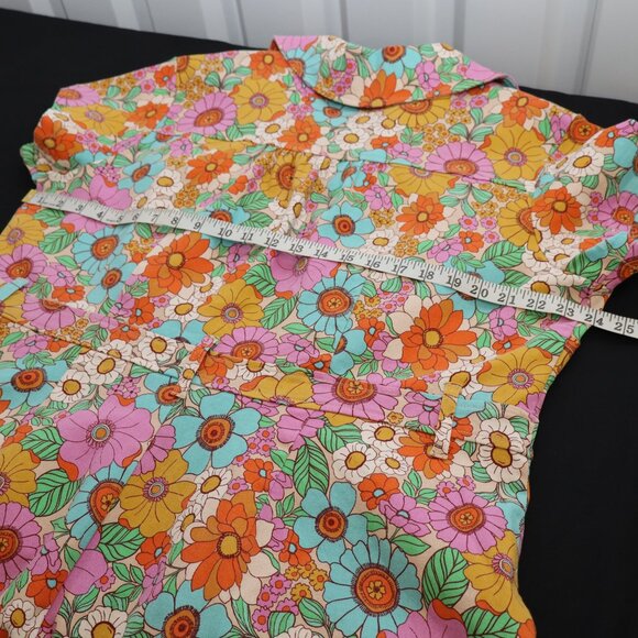 Show Me Your Mumu Outlaw Romper Flower Market Denim Size 2X Colorful No Belt - Picture 7 of 10